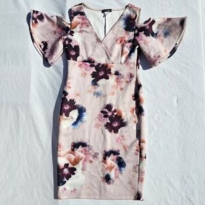 Venus floral design cold shoulder dress pink purple and blue size small